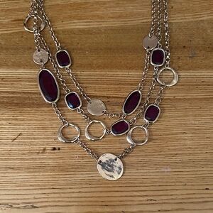 Chico's Silver and Deep Purple Multi-Layer Necklace